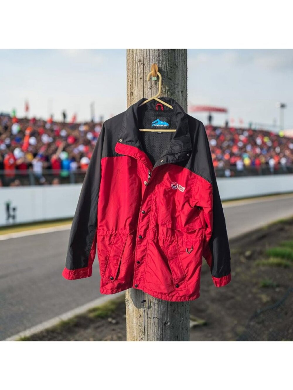 Texas Motor Speedway Tri-Mountain Red & Black Jacket Signed By 2 NASCAR Drivers